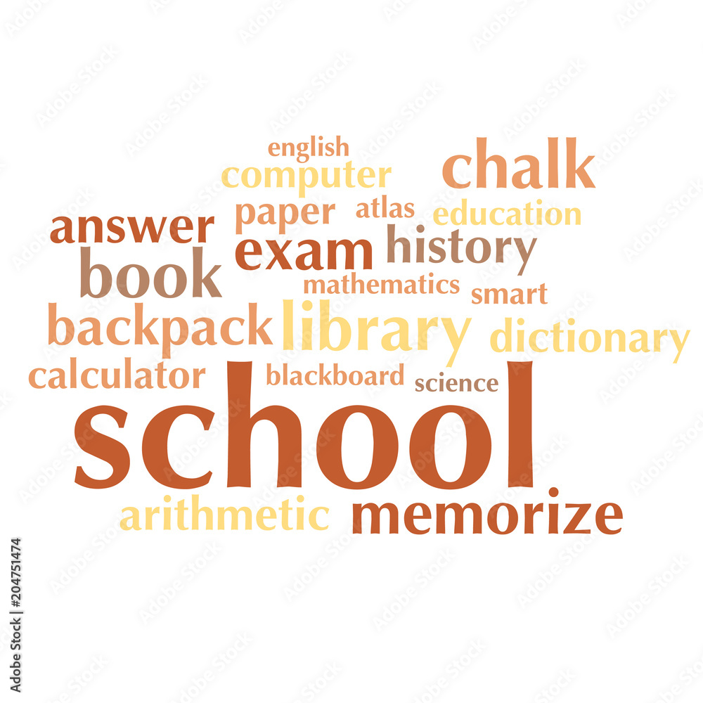 cloud of words list on the subject of school and education cloud of words list on the subject of school and education