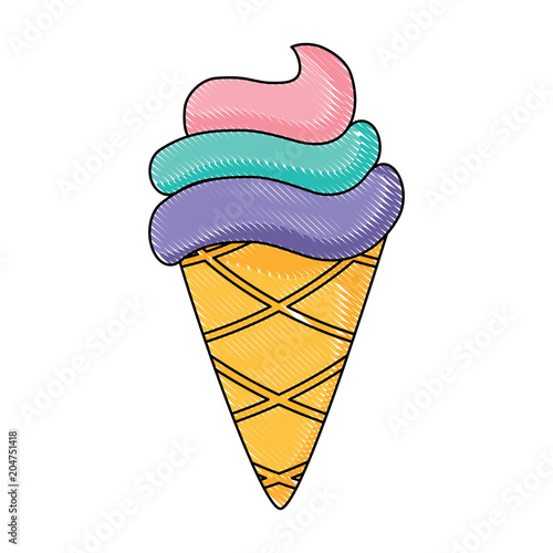 ice cream cone icon over white background, vector illustration