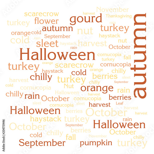 cloud of words list about autumn season