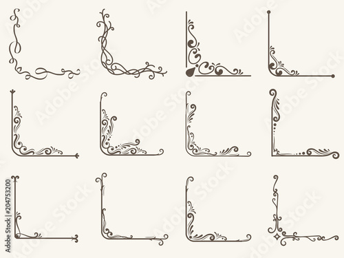 Vector illustration of decorative corner frame set