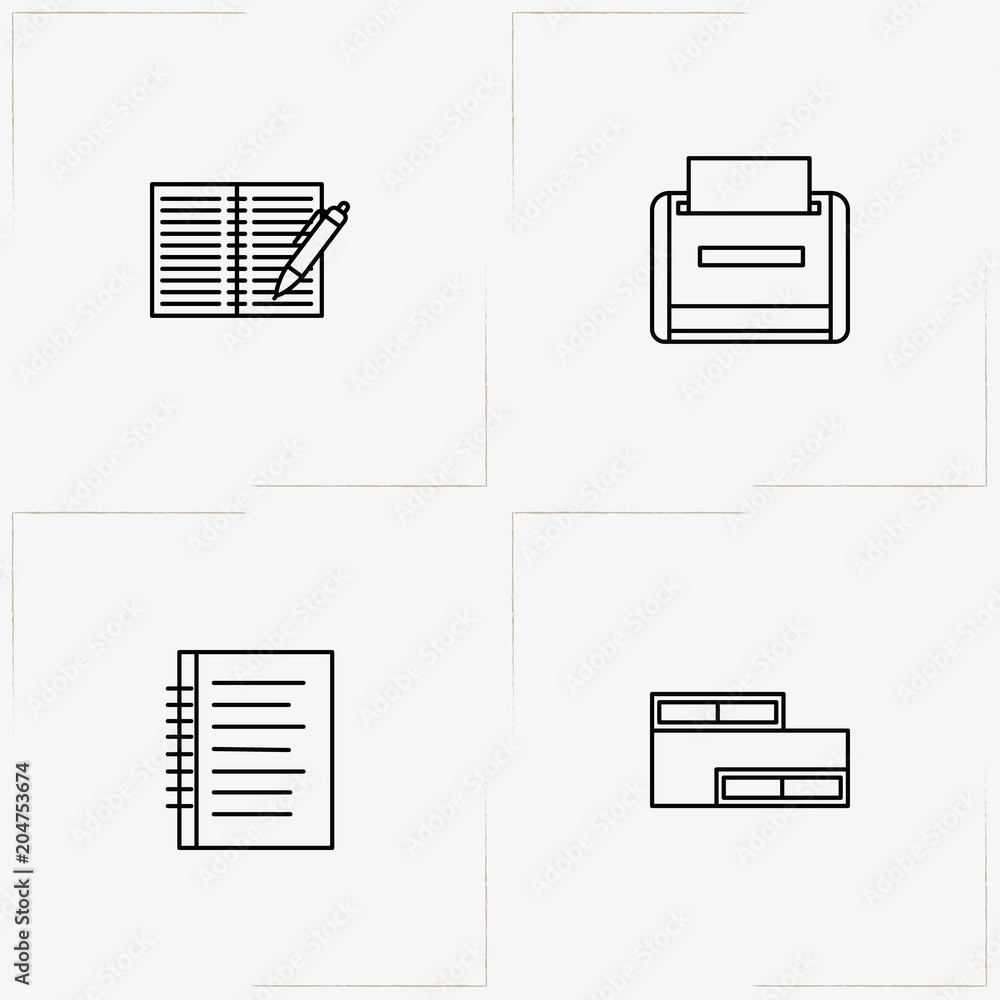 Education line icon set with note book, bookshelf and exercise book Education line icon set with note book, bookshelf and exercise book