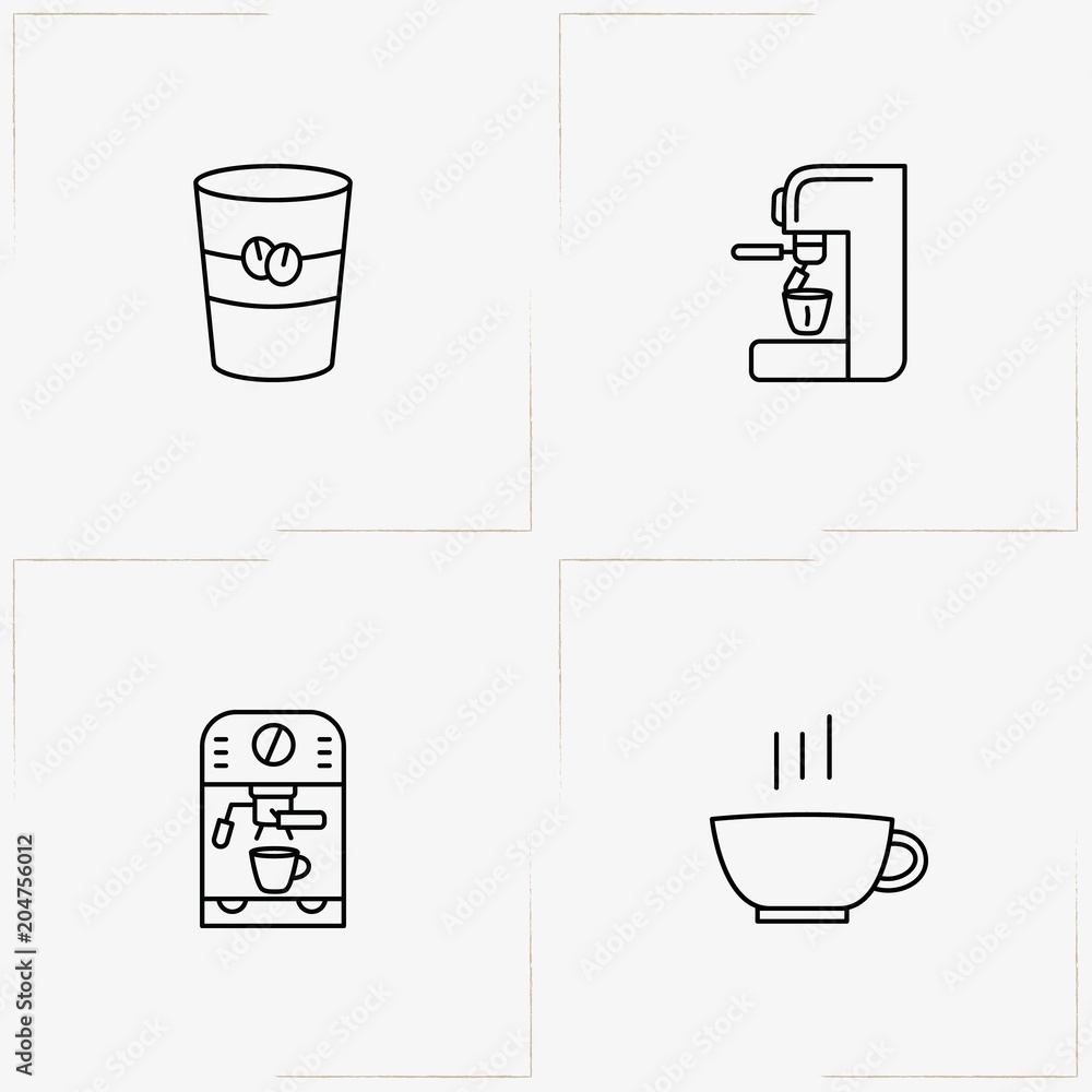 Coffee & Tea line icon set with coffee cup , coffee machine and cup of tea Coffee & Tea line icon set with coffee cup , coffee machine and cup of tea
