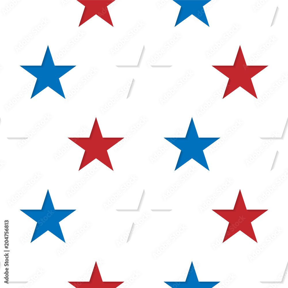 Seamless patterns made from red, white and blue five pointed sta Seamless patterns made from red, white and blue five pointed sta