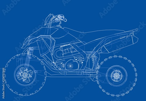 ATV quadbike concept outline. Vector