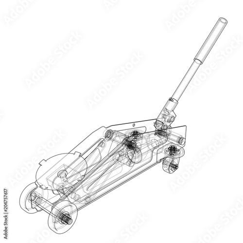 Hydraulic floor jack outline. Vector