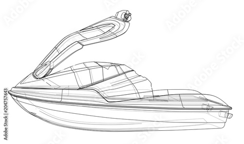 Jet ski sketch. Vector