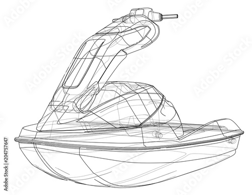 Jet ski sketch. Vector