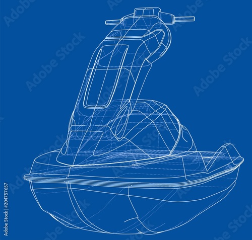 Jet ski sketch. Vector