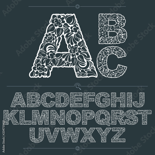 Floral alphabet sans serif ...