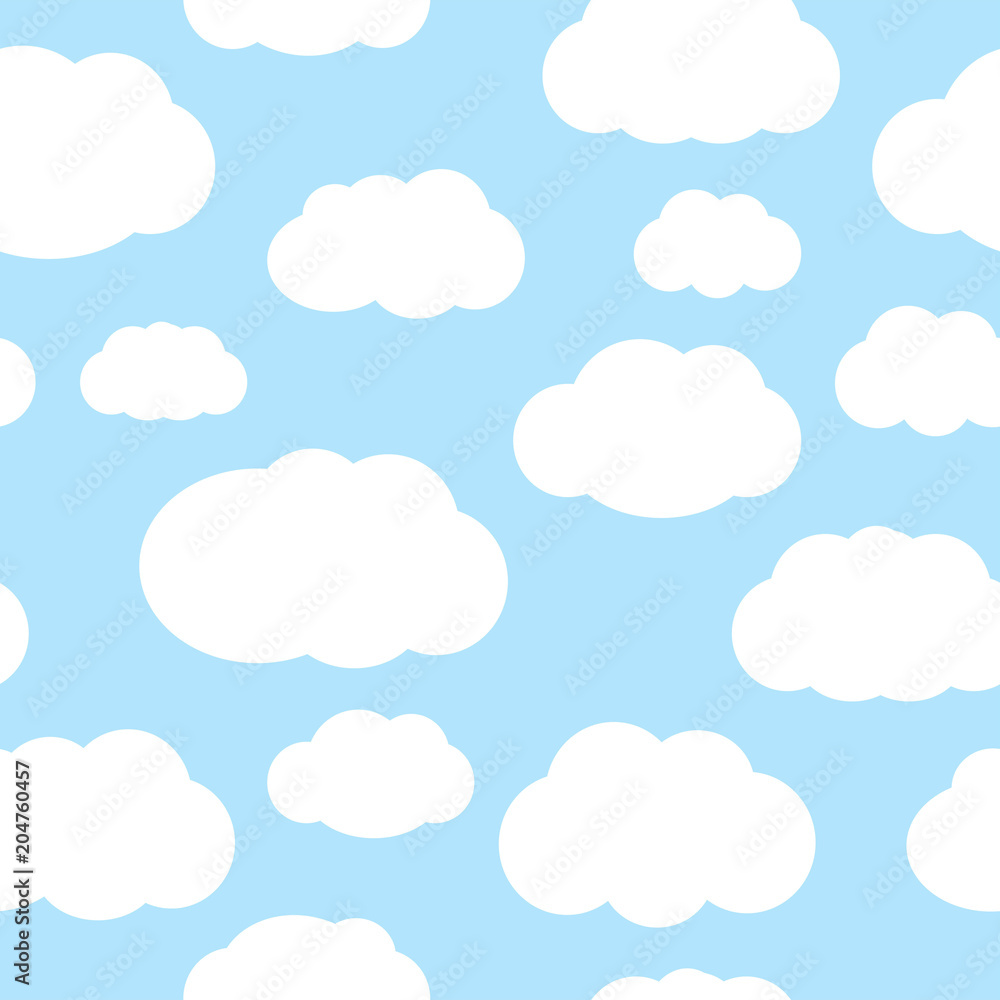 Clouds over the blue sky seamless vector pattern