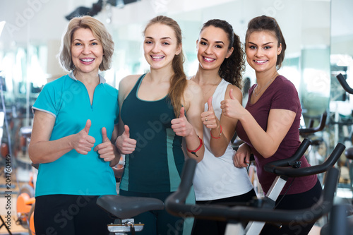 females posing in aerobic class for women