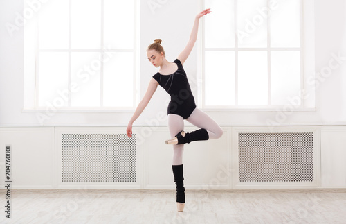 Fototapeta Naklejka Na Ścianę i Meble -  Beautiful ballerina stands in ballet pirouette