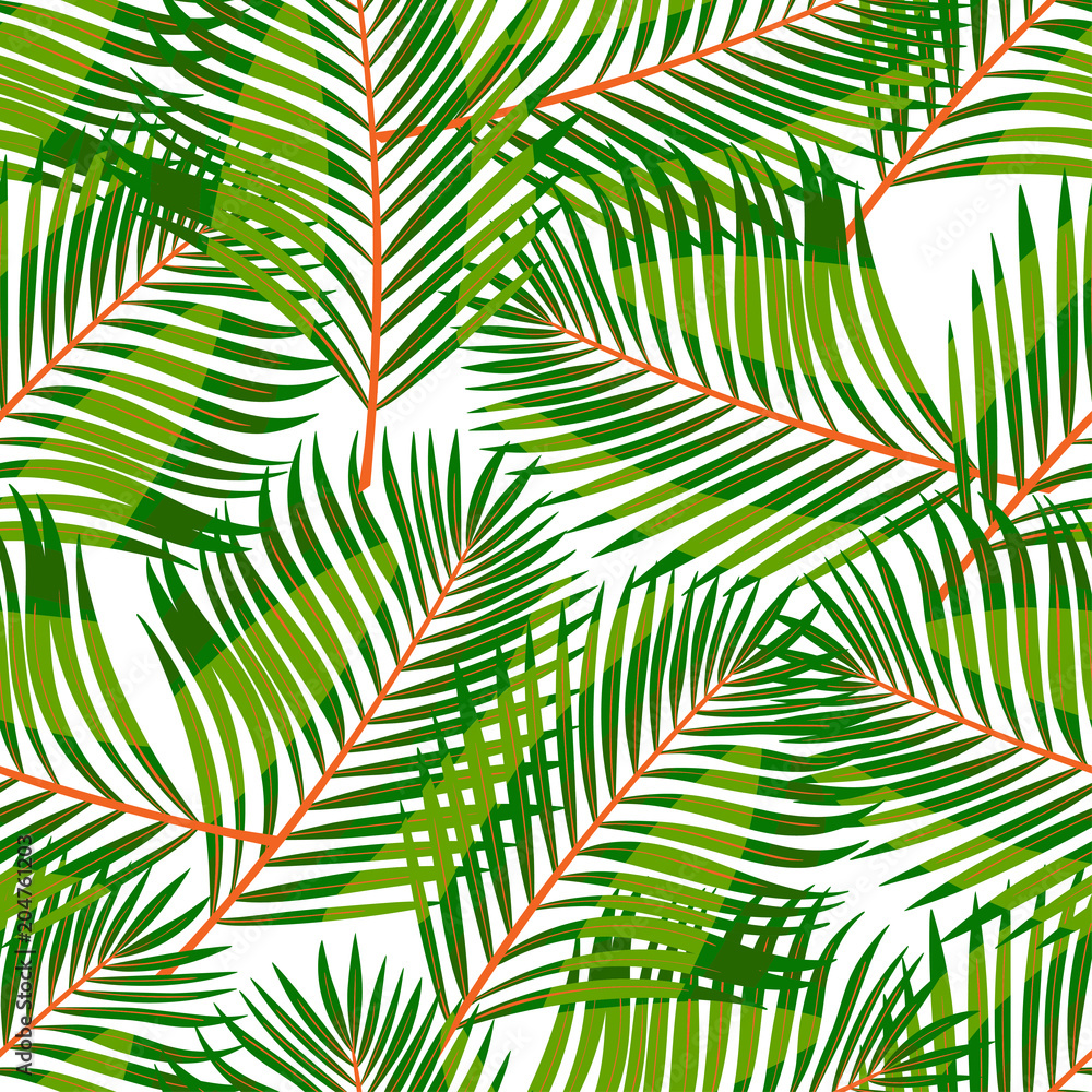 seamless green tropical leaves