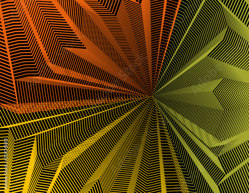 Vector illusive surreal art background for design like a hallucination drug trip surrealism, linear 3d trend. Fantastic psychedelic trendy modern op art, optical dimensional illusion.