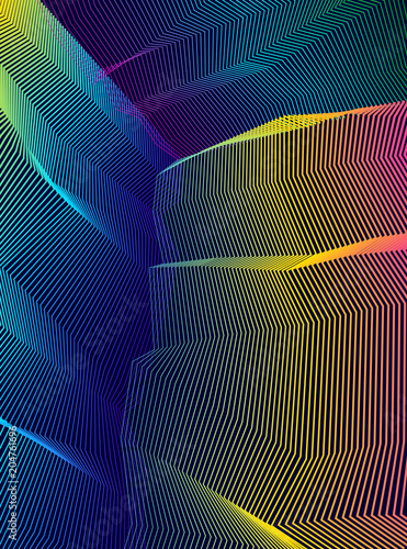 Vector surreal illusion art for design, line art 3d dimensional textured inner space, hallucinogen drug trip theme. Fantastic psychedelic trendy modern op art, optical dimensional illusion.