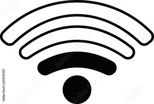 Round Black Signal icon of radio wave status 2