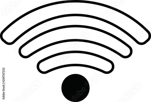 Round Black Signal icon of radio wave status 1