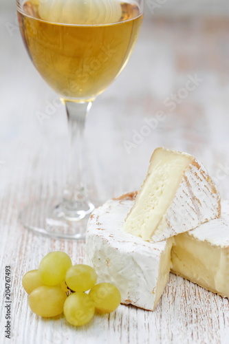 Cheese, grape and white wine