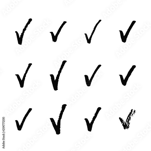 Painted check mark isolated on white background.