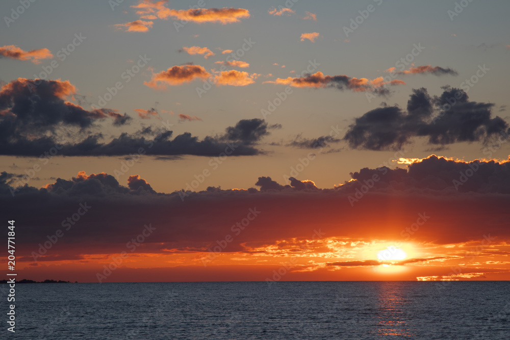 sunset over the evening ocean