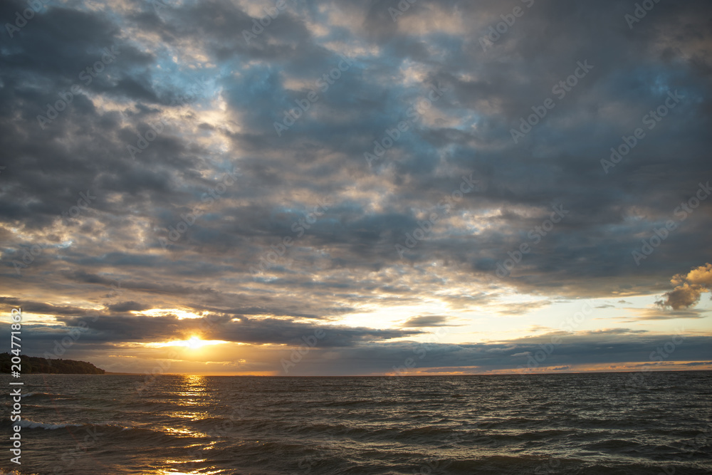 sunset over the evening ocean sunset over the evening ocean