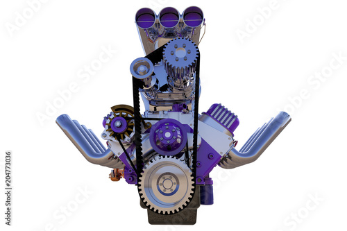 Hot rod engine isolated. 3D render