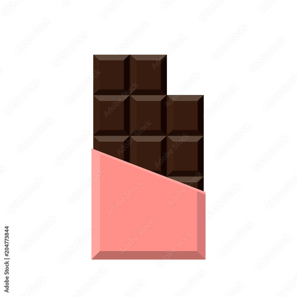 Realistic chocolate bar isolated on white background. Packaging. Mock up. Vector illustration. Realistic chocolate bar isolated on white background. Packaging. Mock up. Vector illustration.
