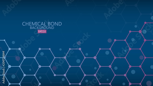 Abstract chemical bond background, science concept, vector illustration