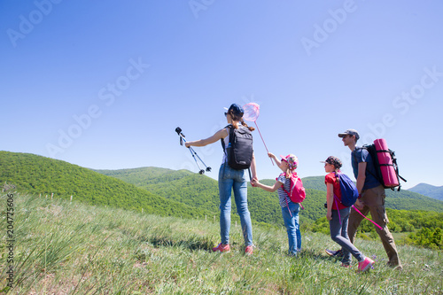 family in a hiking