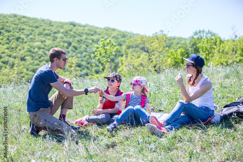 Family in a hike
