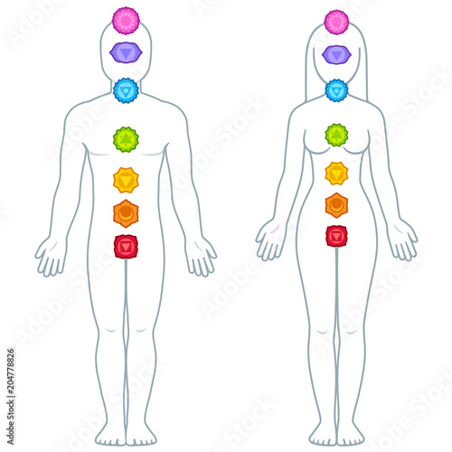 Male and female body chakras infographic