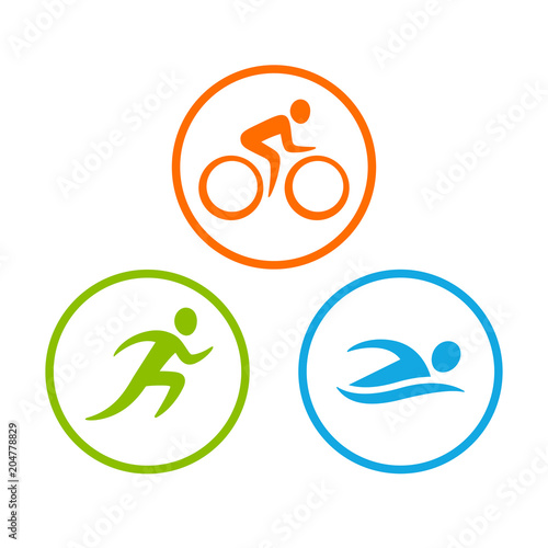 Fotografie, Obraz Triathlon symbols set