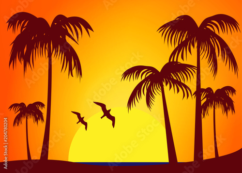 Tropical Beach at Sunset