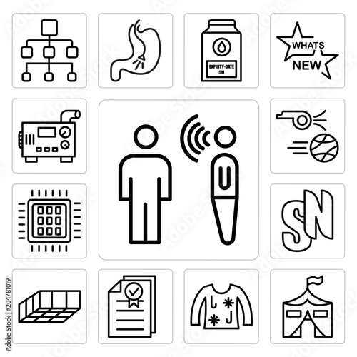Set of speech therapy, military base, ugly christmas sweater, underwriting, mould, sn, quad-core processor, kickoff, diesel generator icons