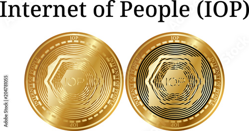 Set of physical golden coin Internet of People (IOP)