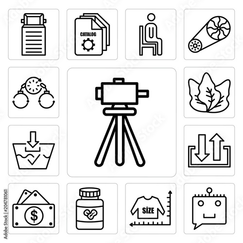 Set of surveyor, chat bot, size chart, peanut butter, capital expense, input output, washable, kale, bail icons