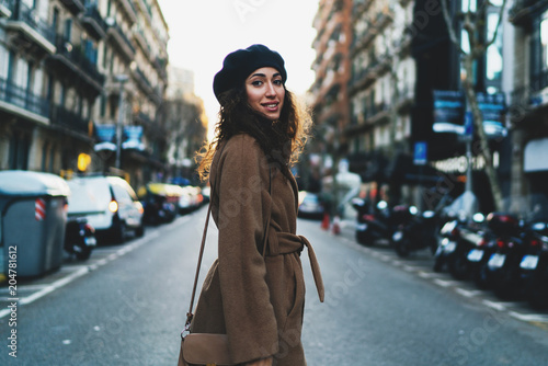 Fotografija portrait of a modern well-dressed business woman rushing to meet a business partner
