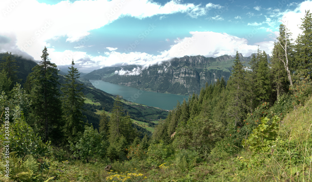 Walensee on a Rainy Day, shot from Flumsergberg