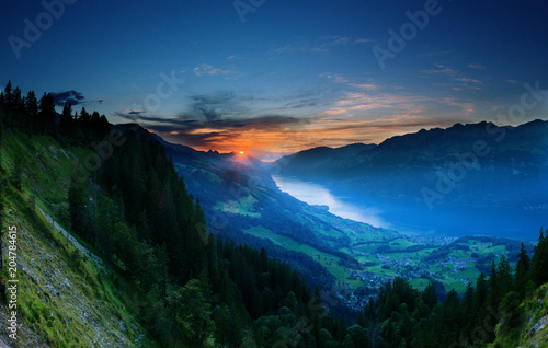 Sunset on Walensee seen from Flumserberg