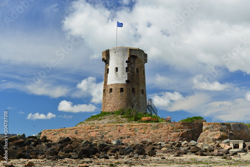Le Hocq tower, Jersey, U.K. Uninhabited 19th century coastal landmark.