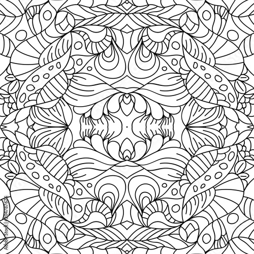 Seamless psychedelic pattern. Beautiful monochrome background. Backdrop for the preview. Drawing in retrostile. Vintage image. photo