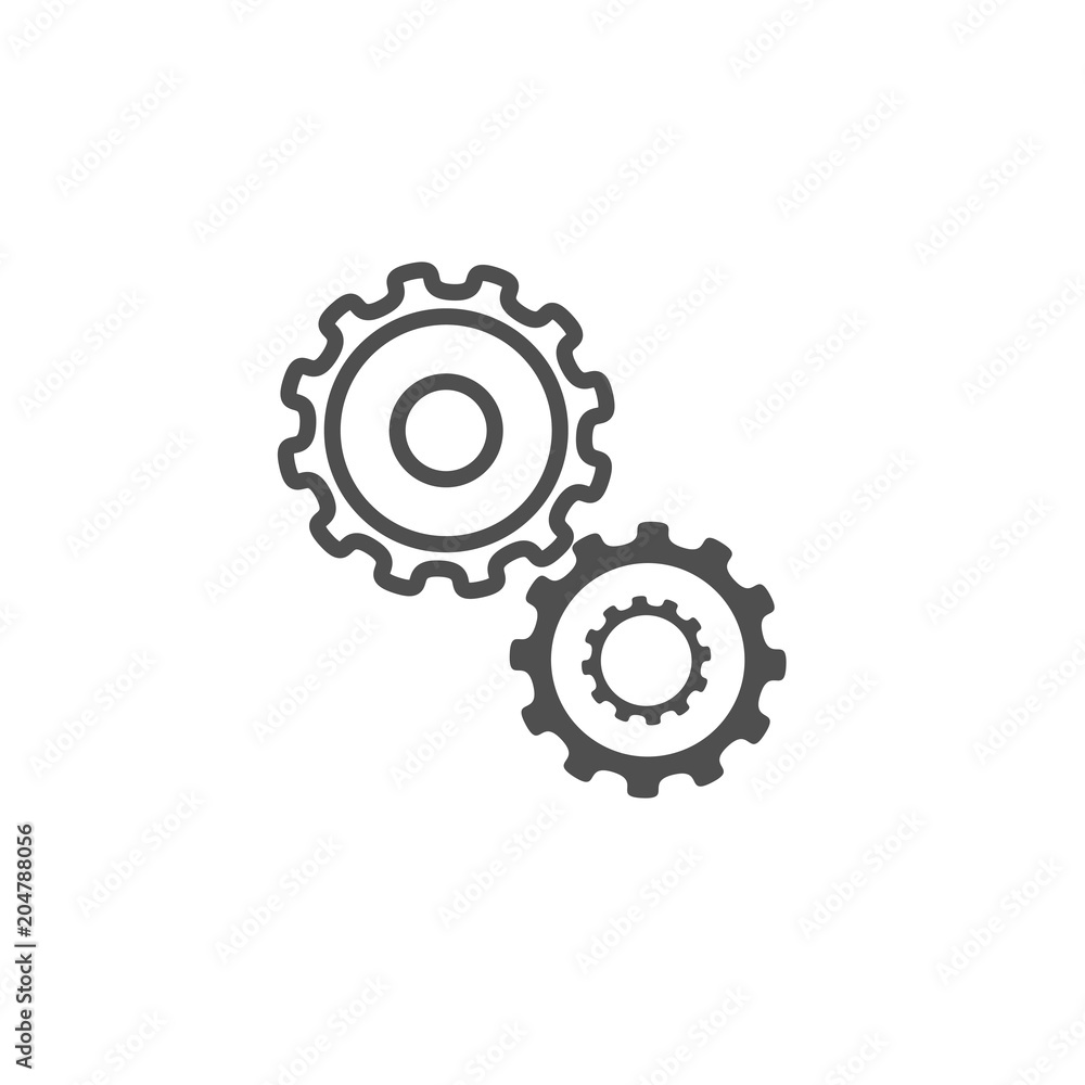 Settings icon with additional machine gears. vector illustration