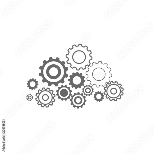 Settings icon with additional machine gears. vector illustration