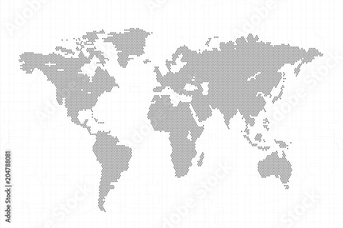 Graphic World map of round dots design. Vector illustration