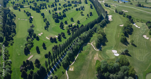 Drone view of a golf course photo