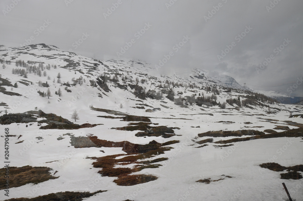 Snow in Alpine Mountain Hill