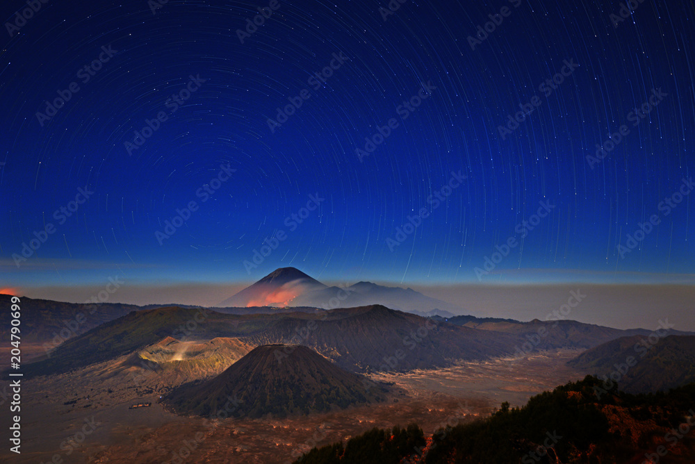 Mount Bromo with Star trails