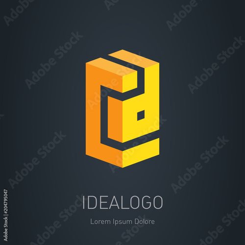 C and D Vector design element or 3d icon. CD initial logo or monogram logotype.