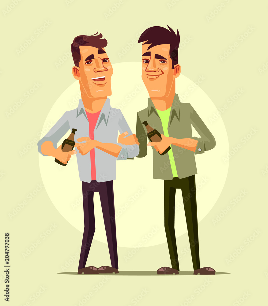 Happy smiling drunk businessman office workers characters celebration. Night club bar isolated cartoon vector illustration Happy smiling drunk businessman office workers characters celebration. Night club bar isolated cartoon vector illustration