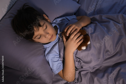Cute little boy sleeping wi...